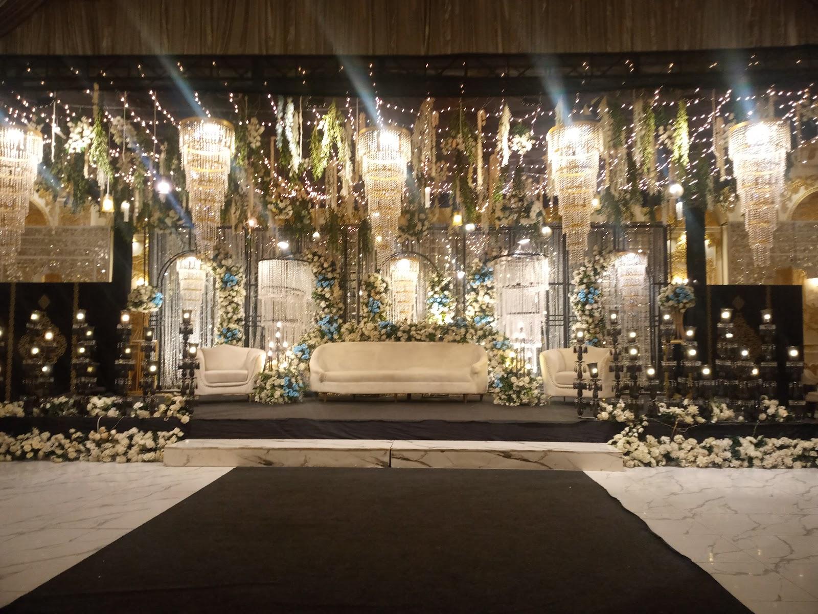 Luxury wedding event with elegant decor and floral arrangements