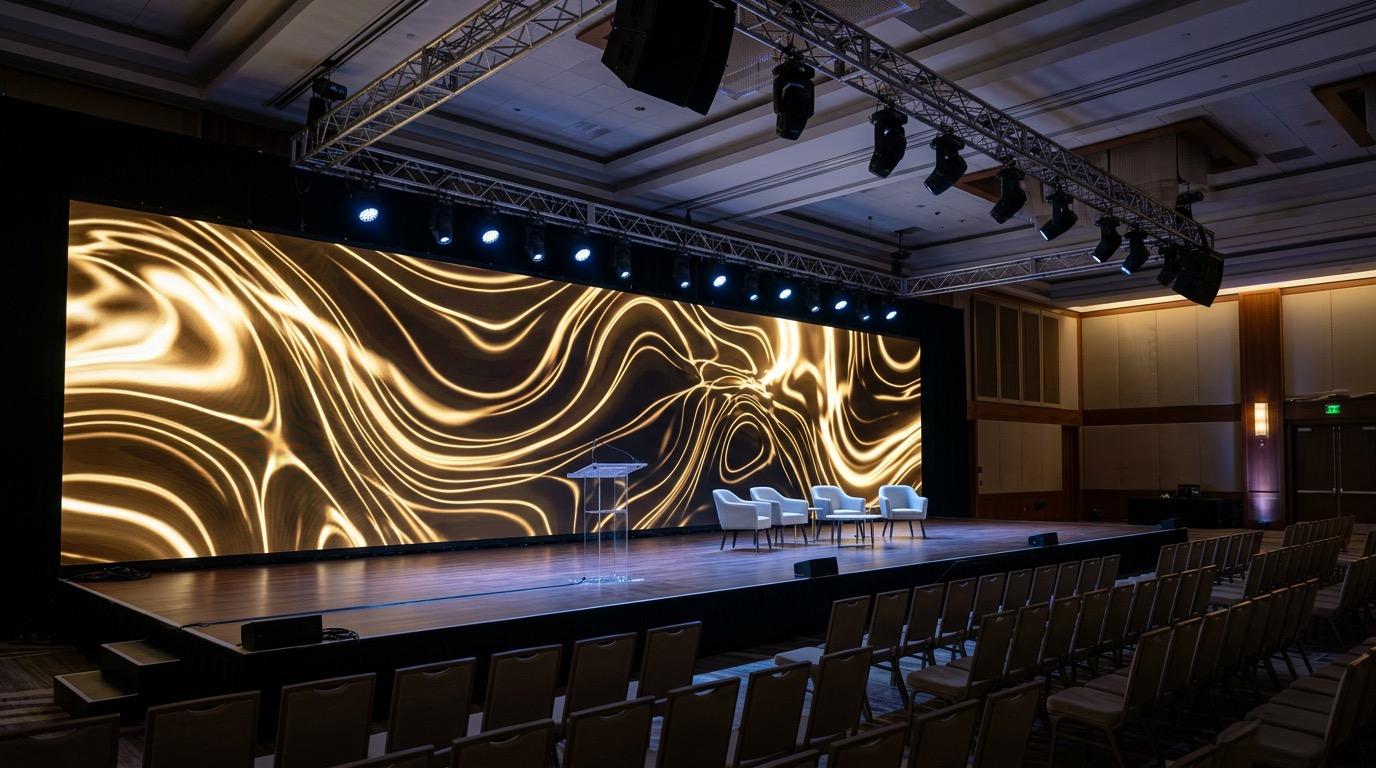 Grand corporate gala with stunning stage design and lighting